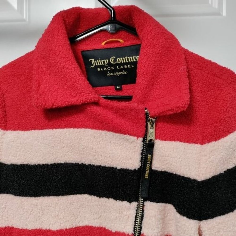 Juicy Couture Black Label Sherpa Teddy Bear Y2K Satin Lined Jacket Medium NWOT - Picture 5 of 16
